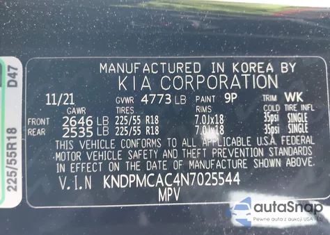 2022 Kia Sportage Lx from USA, damaged, VIN KNDPMCAC4N7025544